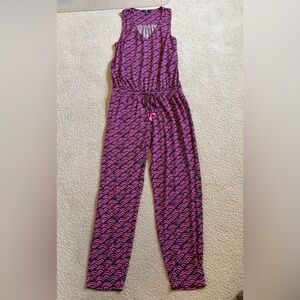 Hatley Sleeveless Jumpsuit Racerback Pink Blue Tassels Stretch Womens Size M